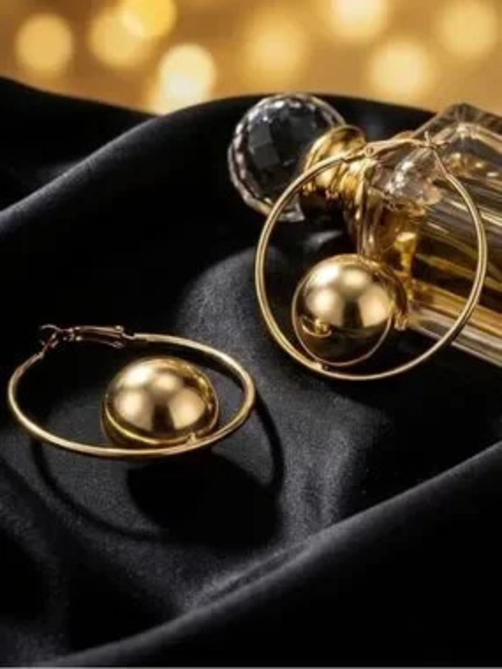 ElegantGold Orb Hoop Earrings